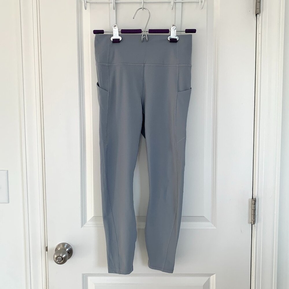 Fabletics High Waisted Pocket 7/8 Legging  Pure Luxe Blue Grey Legging Size S